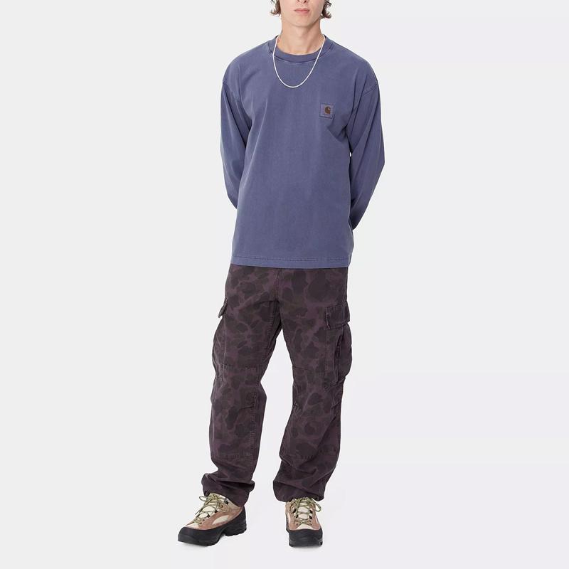 Carhartt WIP L/S Vista FW24 T-Shirt Loose Fit Square Label Crew Neck Long Sleeve T-Shirt Men Tops Purple I030779-2BZ-GD