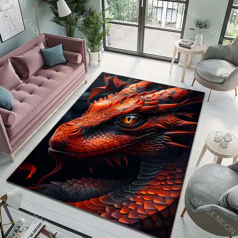 Multiple sizes Close-up of red dragon Print Carpet Rug for Living Room Bedroom Sofa Doormat Home Decor Non-slip Floor Mat