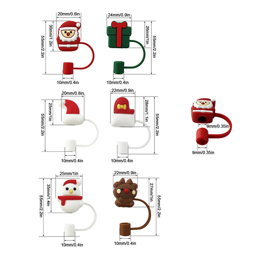 10mm Christmas Straw Cover Cap Dust-Proof Reusable Straw Tips Lids for Stanley Cup Straw Topper Compatible with 30&40 Oz Tumbler