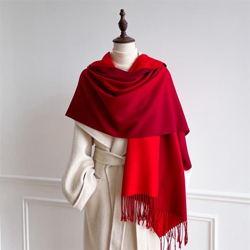 Luxury Winter Cashmere Scarf Women Gradient Handkerchief Warm Pashmina Female Shawl Wrap Soft Pareo Bufanda Winter Hijabs Stole