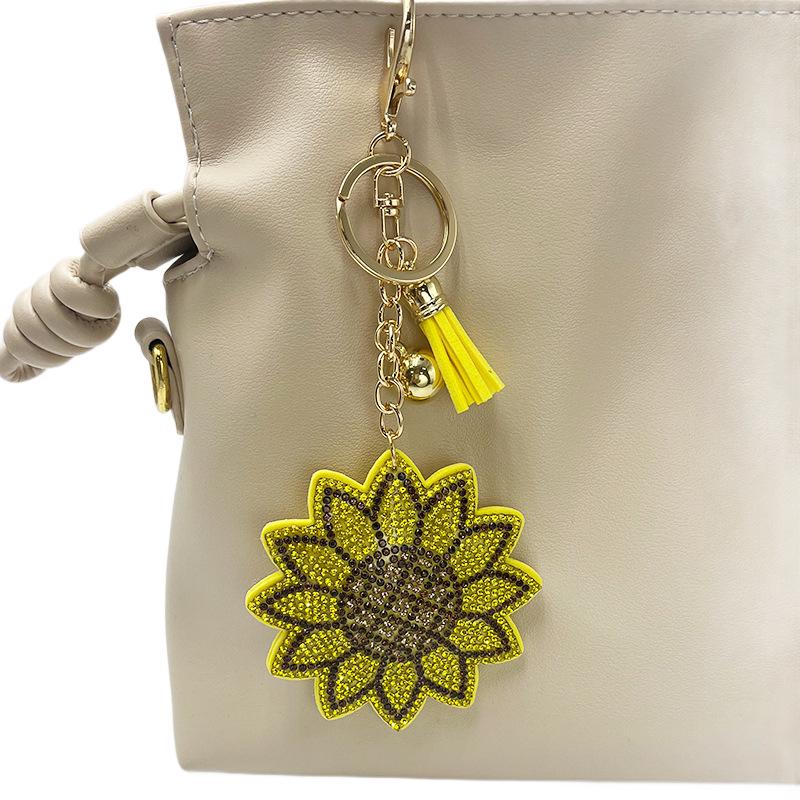 Sunflower Rhinestone Keychain & Tassel Charm for Women's Bags