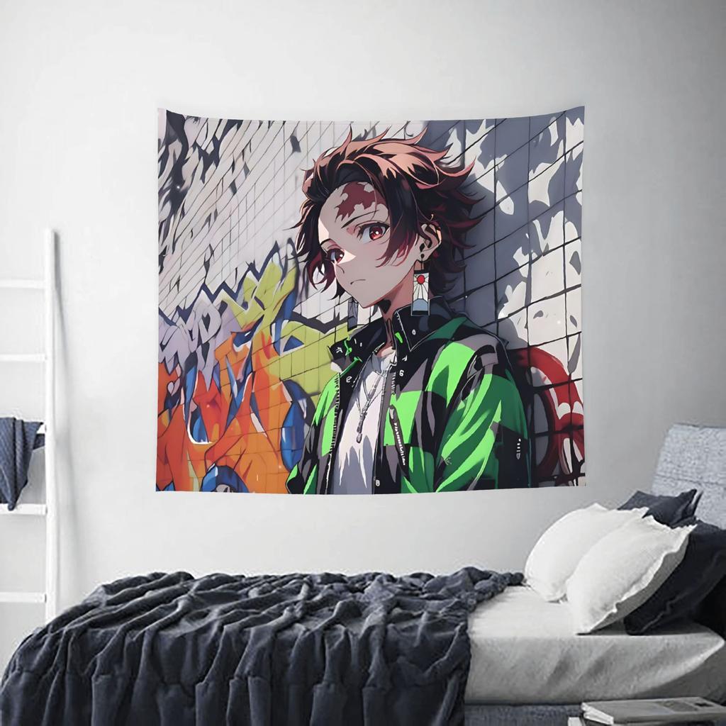 Demon Slayer Cutecore Tapestry shounen manga Wall Hanging Blanket Tapestry Home Decor Items Wall Decorations
