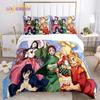 Demon Slayer's Japanese Carton Style Children's Print Beding Set with Soft Fabric Duvet Set Comfortable Bed Size Children's Girl Boy Gift