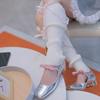 Elegant Ribbed Knit Stretch Leg Warmers Boot Covers Lace Trimmed Ribbon Bowknot Leg Sleeve Knee Length Socks for Women
