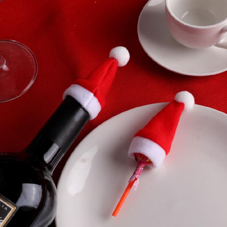 10pcs Christmas Santa Hats Flatware Holder Dinner Table Decorations Party Supply