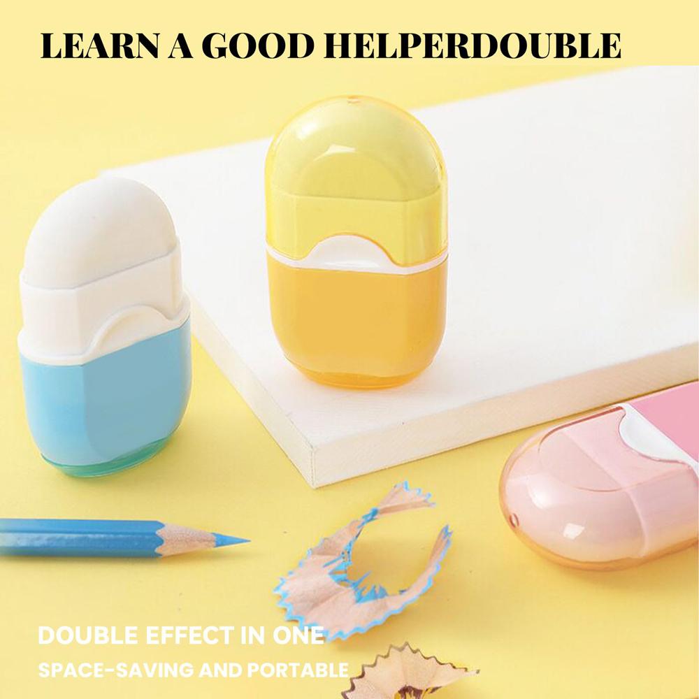 2 Pcs 2-in-1 Pencil Sharpener Manual Pencil Sharpeners with Container for Kids Adults Student School Home Office Supplies