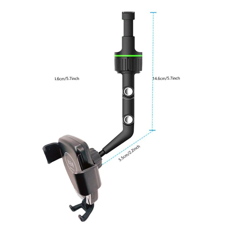 Multi-Angle Rearview Mirror Phone Mount – Extendable, Rotatable Car Holder with Anti-Slip Clamp