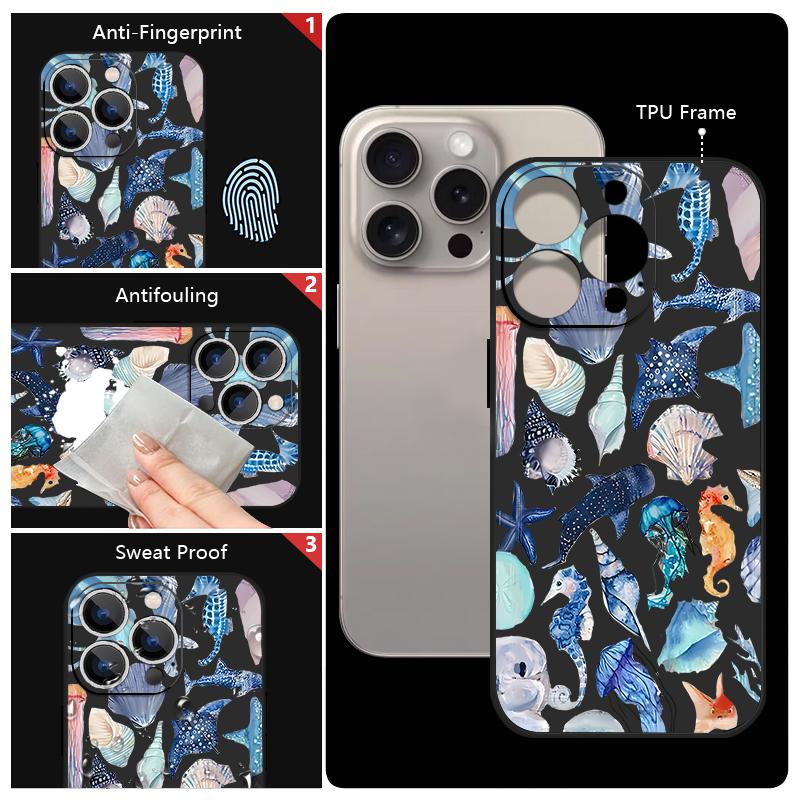 Octopus Turtle Pattern Lanyard Phone Case For iPhone 17 Pro Max 17e 16 15 14 13 Pro Max 17 Pro 16e 11 Shockproof Soft TPU Cover