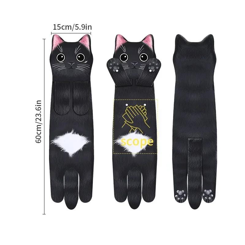 Funny Cat Hand Towels Kitchen Bathroom Hand Towel Quick Dry Soft Absorbent Microfiber Cat Shape Wipe Hands Towel For Cat Lovers