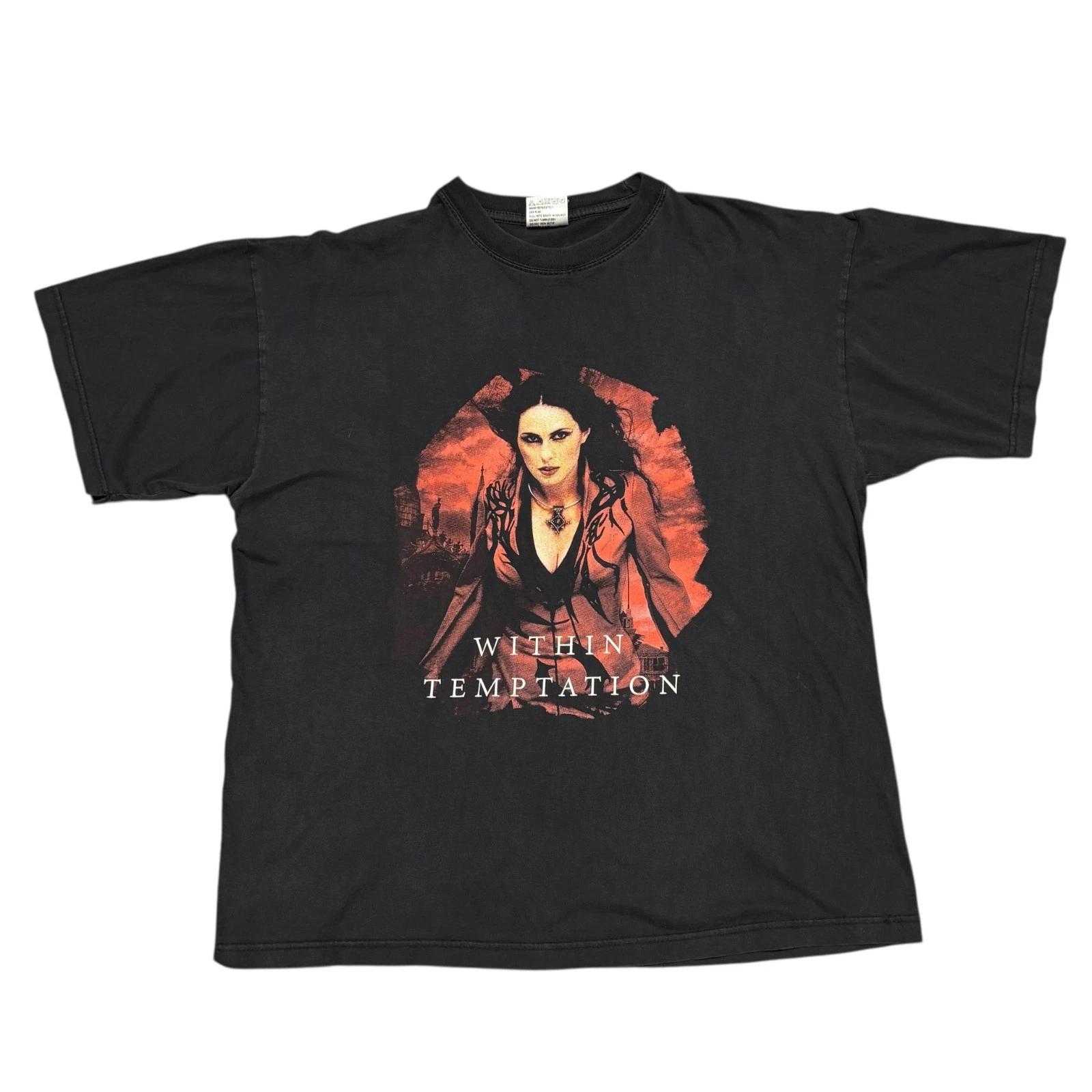 

Vintage Within Temptation Shirt XL Black Tour Concert Gothic Metal Band Tee Y2K 2XL