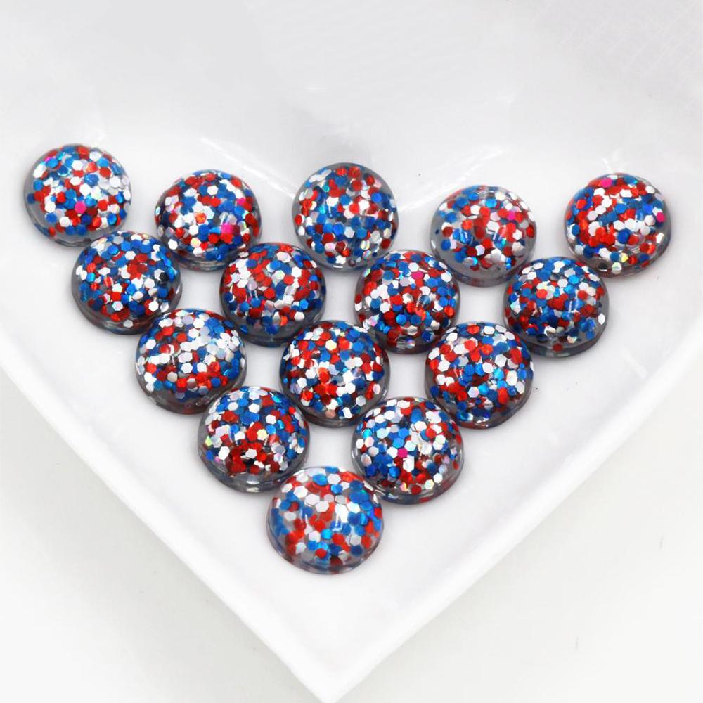 40pcs 12mm Resin Cabochons Dome Sequin Build-in DIY Jewelry Making Accessories Findings for Necklace Earrings