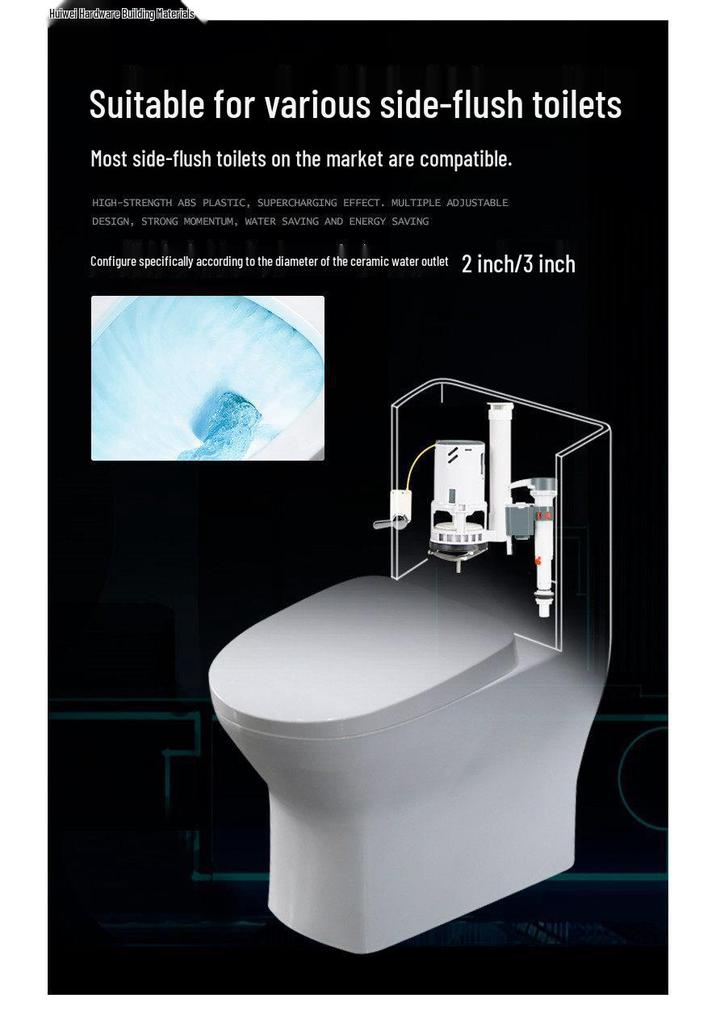 Vintage Large-Caliber Side-Mounted Dual-Flush Valve Set for Energy-Efficient Toilets