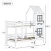 [29590567WAA]Bunk Bed with Handrail and Window, House Bed, Children's Bed with Fall Protection and Guard Rail, Pine Frame, White (90x200cm)
