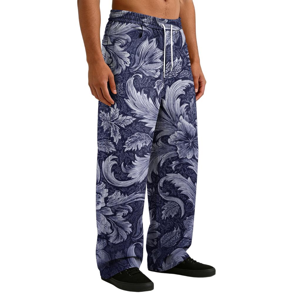 Men's Casual Stretch Waist Drawstring Straight-Leg Pants