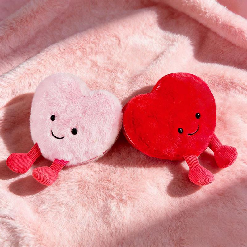 10cm Soft Pink Heart Plush Toy Fluffy Stuffed Doll Valentine Gift Bag Charm Decor