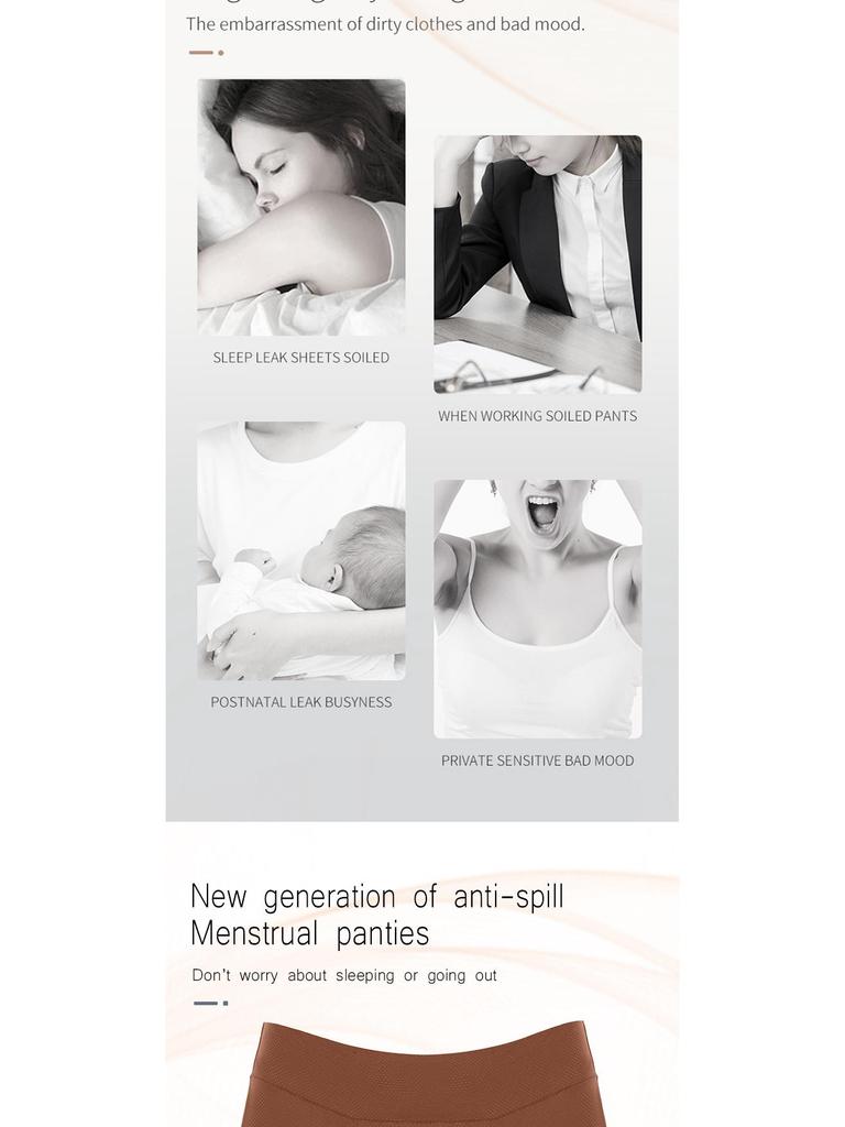 European Size Leak-proof High-waist Period Underwear - Breathable Mesh, Absorbent, Front and Back Protection