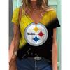 Summer V-neck 3D Football Team Printed Top Fashionable Casual Short Sleeved Women's T-shirts