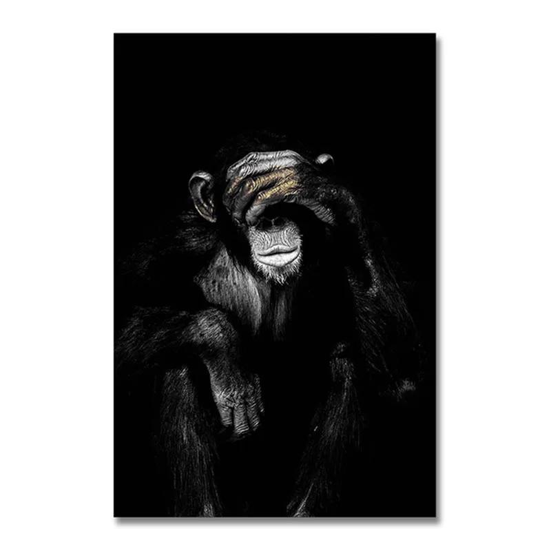 Animal Poster Large Size Posters Canvas Painting Wall Art Dark 3 Funny Monkey Posters and Prints for Living Room Home Decoration