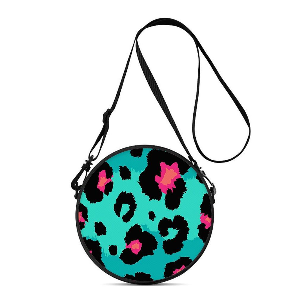 Leopard Print Round Shoulder Bag Casual Messenger Bag for Woman Best Gifts 2D Flat Casual Daily Crossbody Bag