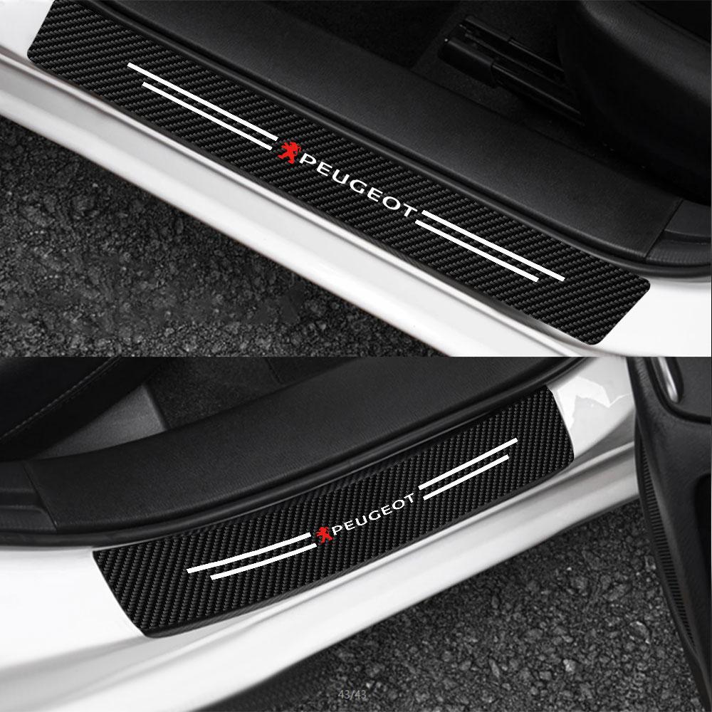4pcs Leather Car Door Sill Threshold Anti-scratch Protector Stickers For Peugeot 206 207 208 307 308 107 2008 3008 Accessories