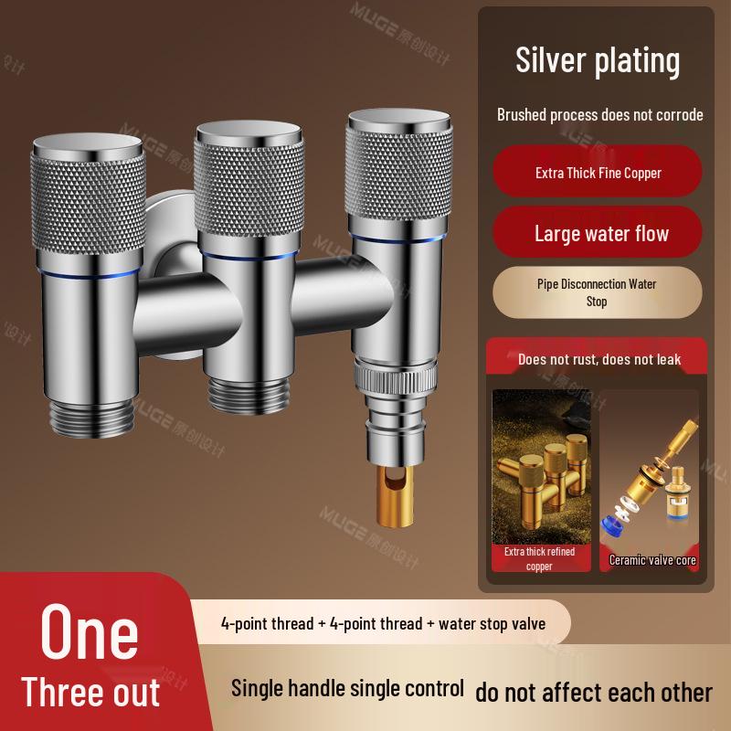 Three-Way Angle Valve Water Splitter: Multifunctional Faucet for Washing Machines