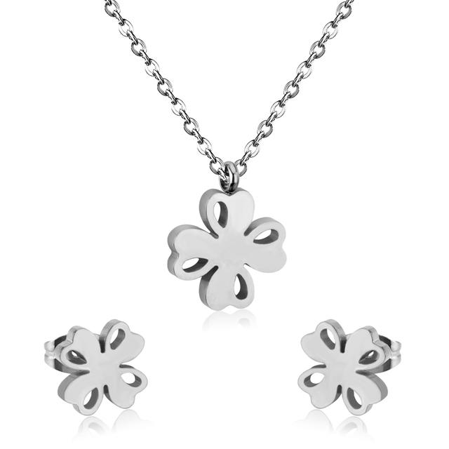 Colier cu pandantiv cu flori, cercei, seturi de bijuterii de nuntă de mireasă, pentru femei, bijuterii de petrecere boho din oțel inoxidabil