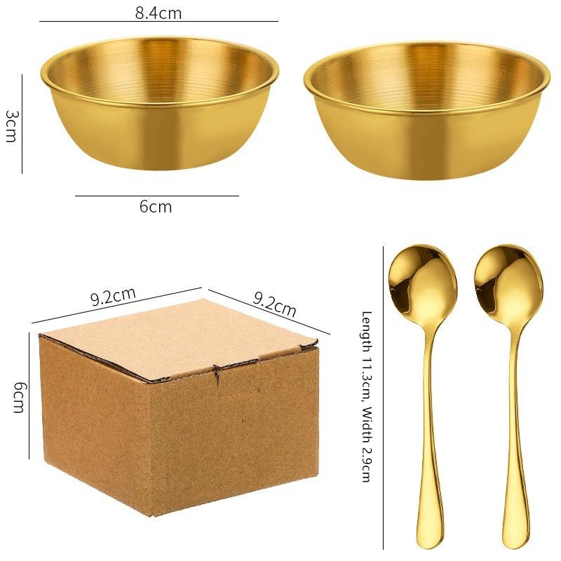 Stainless Steel Sauce Dish Spoon Set Stackable Food Safe Dipping Plate for Kitchen Dinner Party BBQ Sushi Tableware