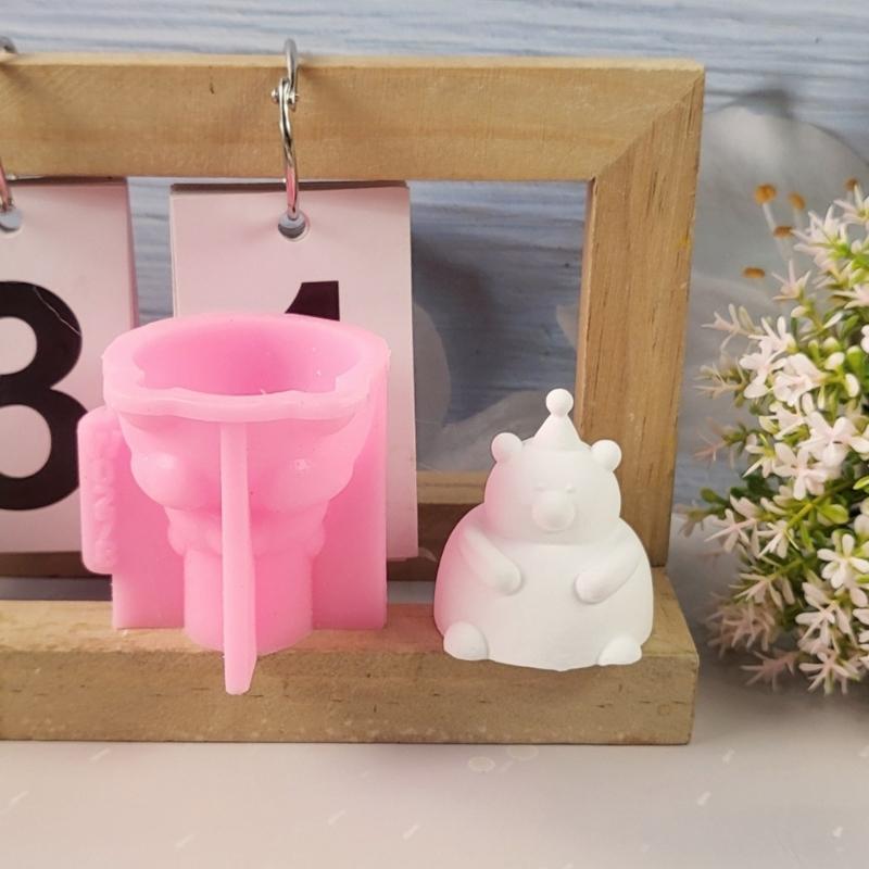 Bear Animal Statue Silicone Candle Molds for Epoxy Resin Candle Soap Making Home Decoration Gypsum Silicone Molds