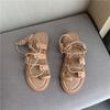 Fashion Flat Sandal Shoe 2025 Summer Suit Female Beige Soft Clear Heels Without Black Low New Beach Comfort Girls Casual Solid Microfibe