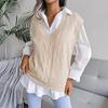 Gilet lavorato a maglia con scollo a V e motivo a torsione cava da donna, autunno e inverno