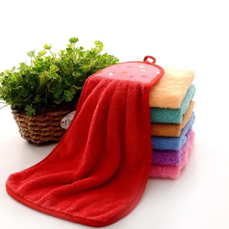 Cartoon Hanging Bathing Towel Coral Velvet Wiping Towel Absorbent Wiping Cloth Wips Hand Towels Bathroom Microfibe Extra Thick Handkerchief