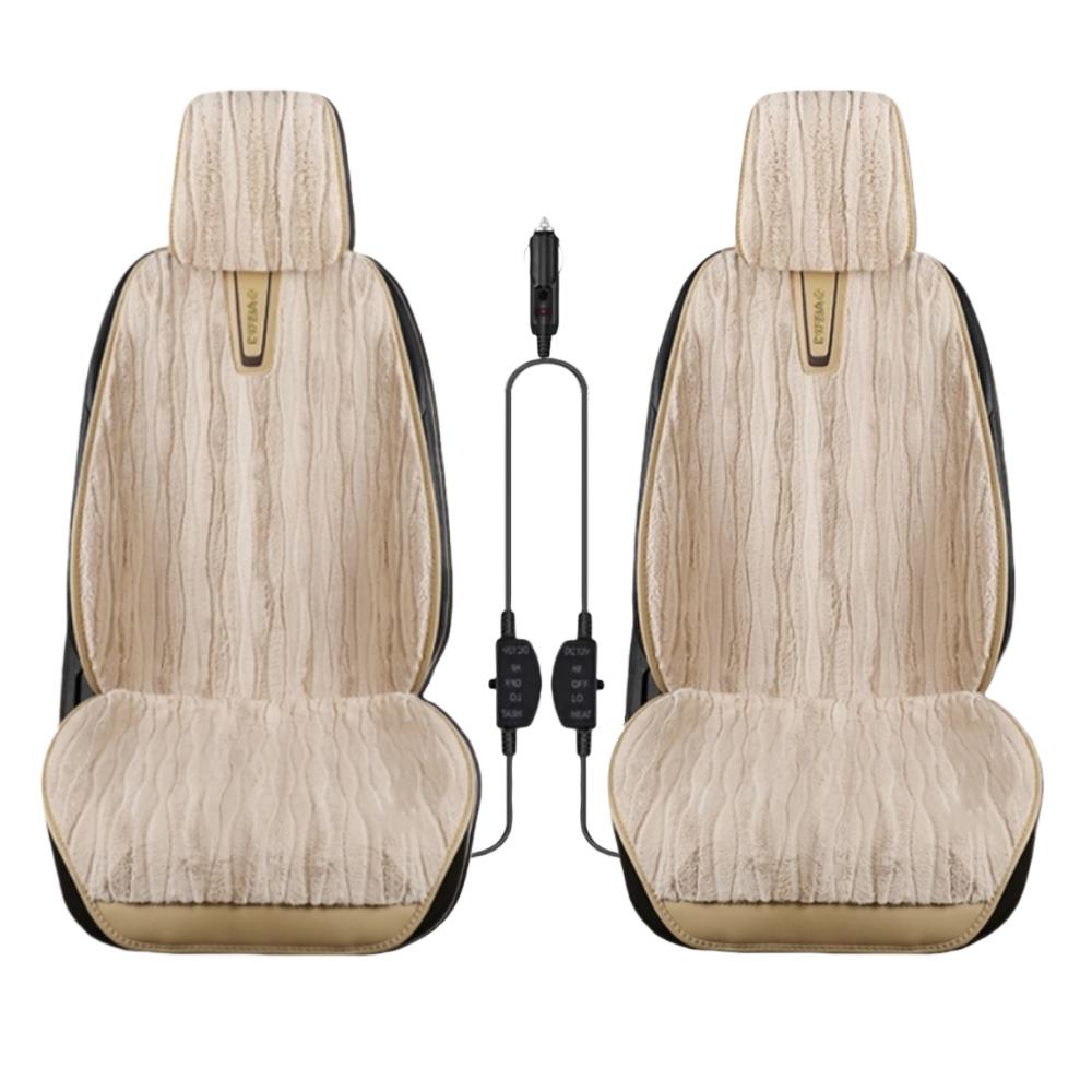 2PCS Car Seat Heating 12v Vehicle Heated Seat Cover Winter Fluffy Seat Cover Car Heater Cushion Pad Universal