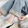 Women's High Rise Fleece Lined Straight Leg Wide Leg Denim Jeans Warm Winter Casual Trousers