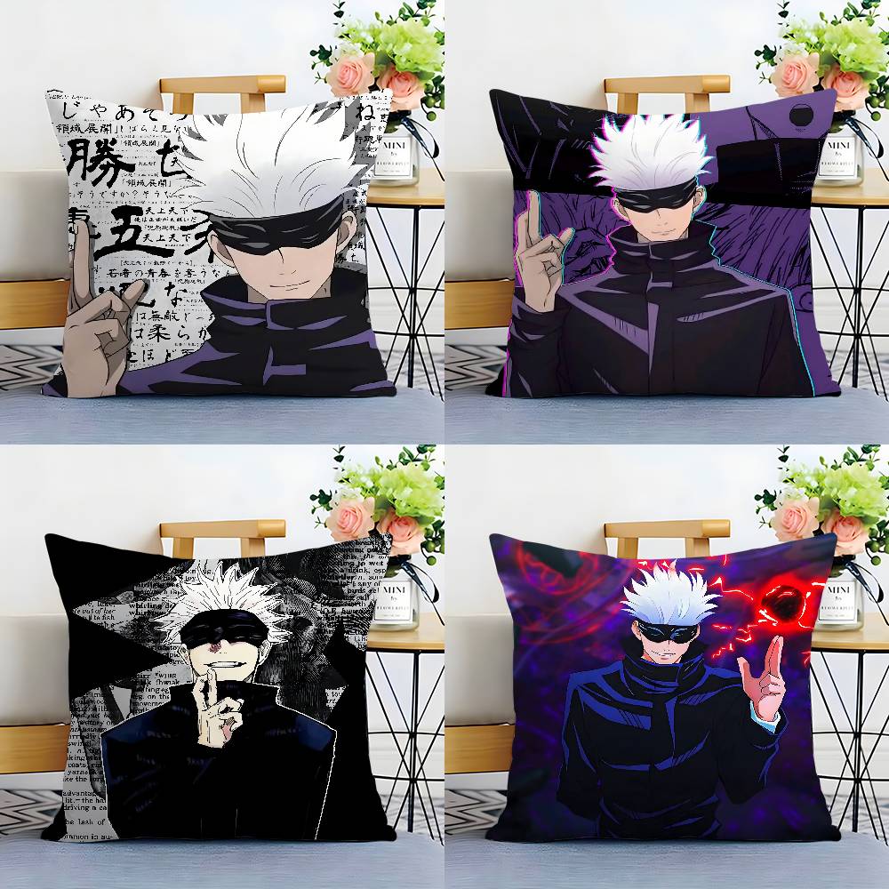 J-Jujutsu Kaisen G-Gojo Satoru Pillow Case Plush Fabric Soft Double Sided Print Short Plush Home Sofa Cushion Cover Throw