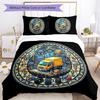 Delivery Truck Icons Pattern Bedding,Quilt Set Quilt Cover Pillowcase Home Birthday Gift (1*duvet Cover+2*pillowcase,without Core)