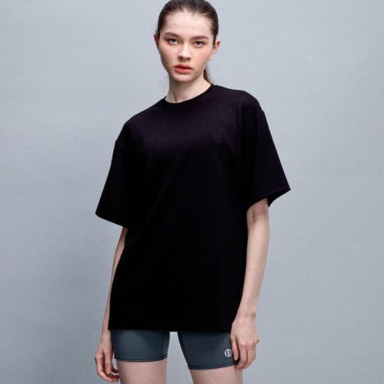 Horaho Logo Basic Luźny T-shirt z krótkim rękawem Czarny