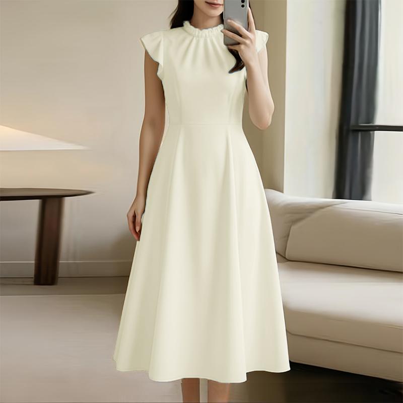 ZANZEA Women Stand Collar Summer Casual Short Sleeve Dress