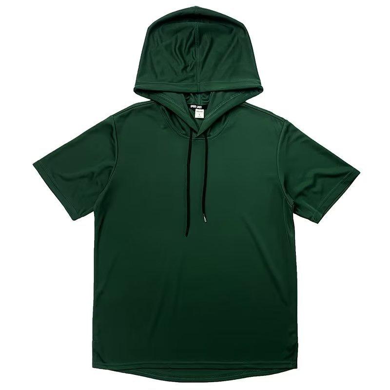Unisex Summer Thin Short Sleeve Hooded T-shirt Japanese Style Solid Color Loose Plus Size Breathable Casual Pullover Tee