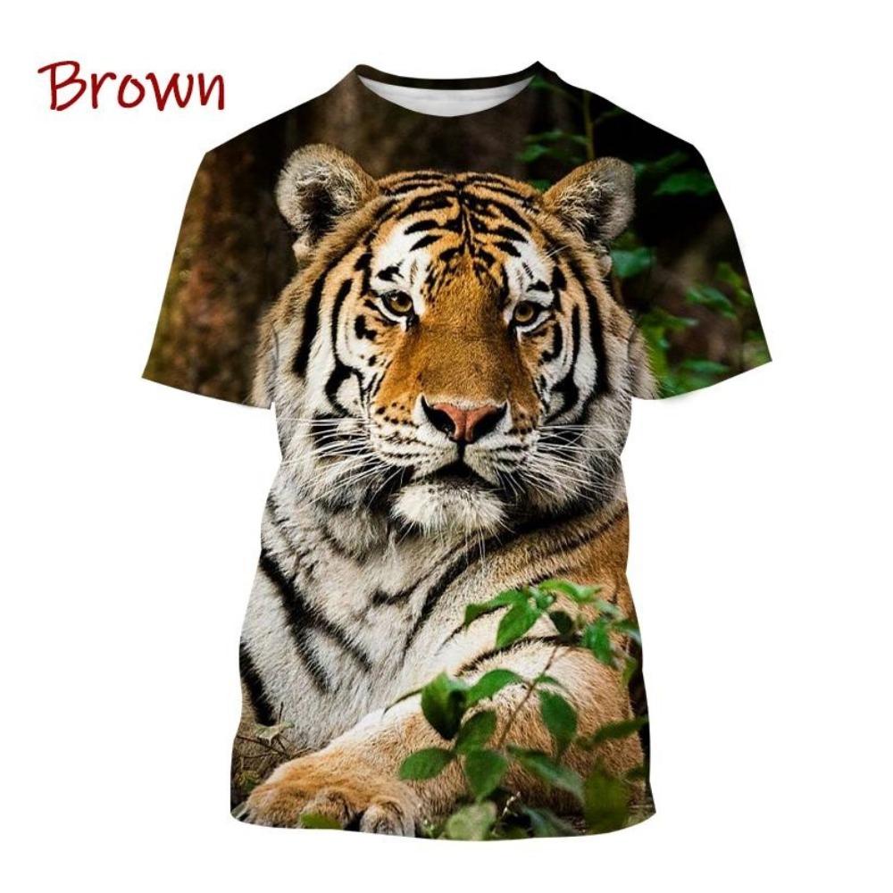 Hot-selling personalized fierce tiger 3D printed T-shirt, summer men's fashion, funny, cool, hip-hop animal short-sleeve top