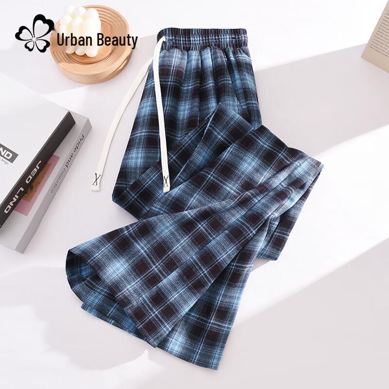 

Women s High-Waist Plaid Straight-Leg Casual Pants 2XL
