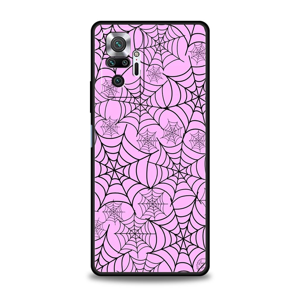 Black Spider Web Phone Case For Xiaomi Redmi Note 14 5G 13 12 10 11 Pro Plus 4G 14C 13C 12C 10C 9C Soft TPU Cover