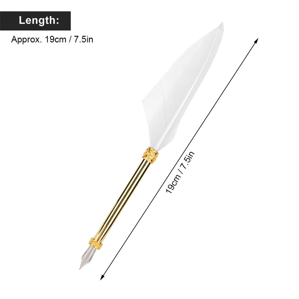 Vintage Simple Style Calligraphic Feather Pen Kit Student Pen Gift Box for Christmas BirthdayWhite