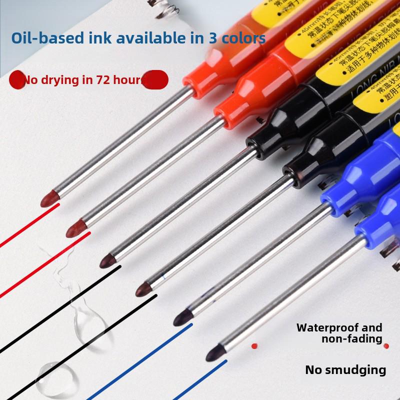 Jin Wannian 45mm Long-Head Refillable Waterproof Marker Pen for Deep Hole Woodworking and Construction.