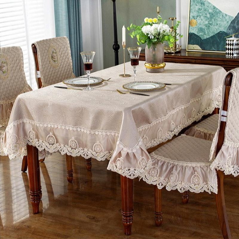 Modern Minimalist Style All Season Universal Chair Covers Quilted Embroidery Anti Slip Thick Stool Protect Pad European Lace Tablecloth Home Decorat
