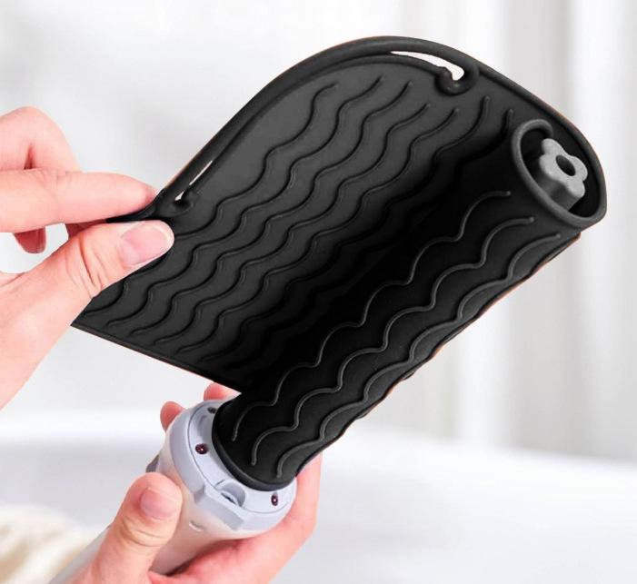 Anti-slip Silicone Heat Resistant Mat Portable Heat Insulation Pad for Curling Wand Flat Iron Hair Styling Tools