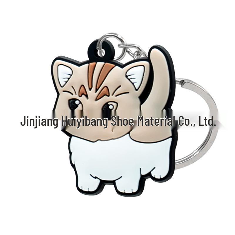 PVC Soft Rubber Cat Keychain Pendant - Cute Bag Accessory and Ornament