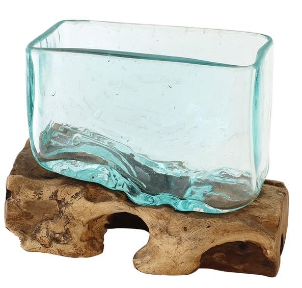 Old Wood Hand-Blown Glass L Rectangle