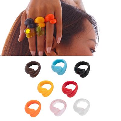 Fashionable Irregular Geometric Acrylic Ring for Women Girls Trendy Water Droplets Acrylic Ring Party Accessories