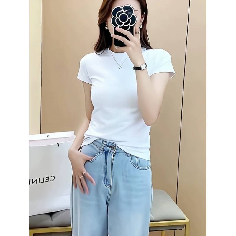 Short Sleeve T Shirt For Women With Slim Fit Cotton Blend Casual Summer Top