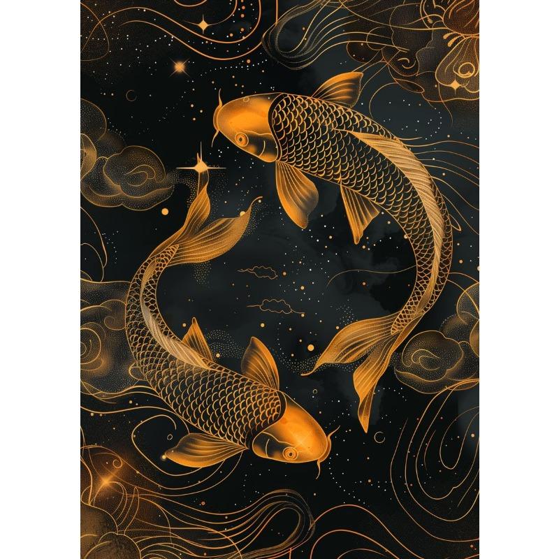 Japanese Colorful Carp Koi Fish Posters and Prints Canvas Printing Retro Wall Art Picture for Living Room Home Decor Gifts